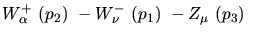 $W^+_\alpha ~({p_2})~-W^-_\nu ~({p_1})~-Z_\mu ~({p_3})~$