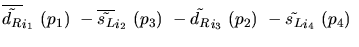 $\overline{\tilde{d_{R}}}_{{i_1}}~({p_1})~-\overline{\tilde{s_{L}}}_{{i_2}}~({p_3})~-
\tilde{d_{R}}_{{i_3}}~({p_2})~-\tilde{s_{L}}_{{i_4}}~({p_4})~$