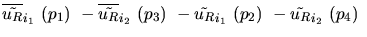 $\overline{\tilde{u_{R}}}_{{i_1}}~({p_1})~-\overline{\tilde{u_{R}}}_{{i_2}}~({p_3})~-
\tilde{u_{R}}_{{i_1}}~({p_2})~-\tilde{u_{R}}_{{i_2}}~({p_4})~$