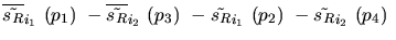 $\overline{\tilde{s_{R}}}_{{i_1}}~({p_1})~-\overline{\tilde{s_{R}}}_{{i_2}}~({p_3})~-
\tilde{s_{R}}_{{i_1}}~({p_2})~-\tilde{s_{R}}_{{i_2}}~({p_4})~$