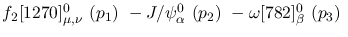 $f_2[1270]^{0}_{\mu ,\nu }~({p_1})~-J/\psi^{0}_{\alpha }~({p_2})~
-\omega[782]^{0}_{\beta }~({p_3})~$