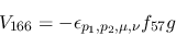 \begin{eqnarray*}
&V_{166}=-\epsilon_{{p_1},{p_2},\mu ,\nu }f_{57}g
\end{eqnarray*}