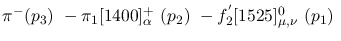 $\pi^-({p_3})~-\pi_1[1400]^+_{\alpha }~({p_2})~-f^{'}_2[1525]^{0}
_{\mu ,\nu }~({p_1})~$