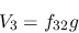\begin{eqnarray*}
&V_{3}=f_{32}g
\end{eqnarray*}