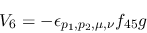 \begin{eqnarray*}
&V_{6}=-\epsilon_{{p_1},{p_2},\mu ,\nu }f_{45}g
\end{eqnarray*}
