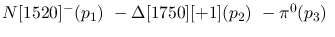 $N[1520]^-({p_1})~-\Delta[1750][+1]({p_2})~-\pi^0({p_3})~$