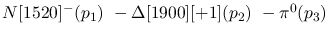$N[1520]^-({p_1})~-\Delta[1900][+1]({p_2})~-\pi^0({p_3})~$
