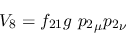\begin{eqnarray*}
&V_{8}=f_{21}g~{p_2}_\mu {p_2}_\nu
\end{eqnarray*}