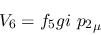 \begin{eqnarray*}
&V_{6}=f_{5}gi~{p_2}_\mu
\end{eqnarray*}