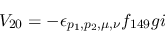 \begin{eqnarray*}
&V_{20}=-\epsilon_{{p_1},{p_2},\mu ,\nu }f_{149}gi
\end{eqnarray*}