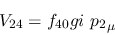 \begin{eqnarray*}
&V_{24}=f_{40}gi~{p_2}_\mu
\end{eqnarray*}