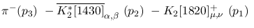$\pi^-({p_3})~-\overline{K^{*}_2[1430]}_{\alpha ,\beta }~({p_2})~
-K_2[1820]^+_{\mu ,\nu }~({p_1})~$