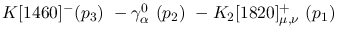 $K[1460]^-({p_3})~-\gamma^{0}_{\alpha }~({p_2})~-K_2[1820]^+_{
\mu ,\nu }~({p_1})~$