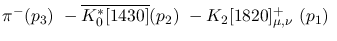 $\pi^-({p_3})~-\overline{K^{*}_0[1430]}({p_2})~-K_2[1820]^+_{\mu
,\nu }~({p_1})~$